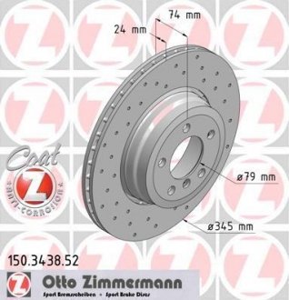 Тормозной диск - (34216864054 / 34216765889) ZIMMERMANN 150.3438.52