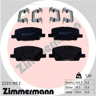 KLOCKI HAMULC. OPEL MOKKA 18- PRZУD (OE-42566753) ZIMMERMANN 22311.190.2