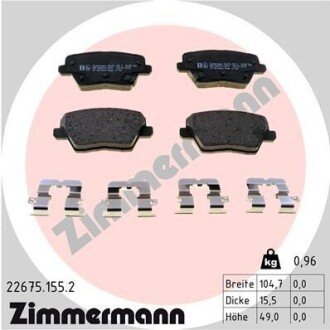 KLOCKI HAMULC. HYUNDAI I30 16- TYЈ (OE-58302G4A30) ZIMMERMANN 22675.155.2