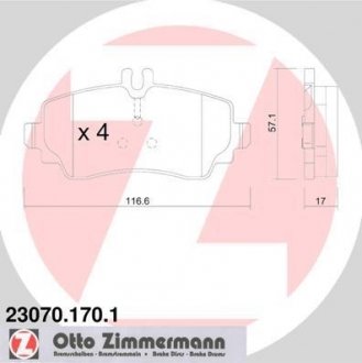 Колодки дискового тормоза ZIMMERMANN 23070.170.1