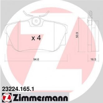 Гальмівні колодки, дискове гальмо (набір) ZIMMERMANN 23224.165.1