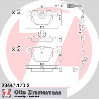 Гальмівні колодки, дискове гальмо (набір) ZIMMERMANN 23447.170.2