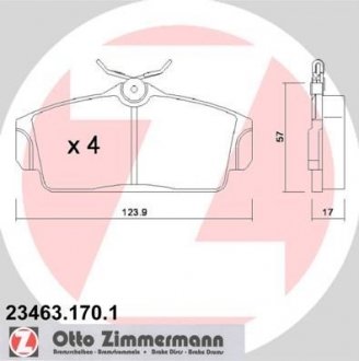 Гальмівні колодки, дискове гальмо (набір) ZIMMERMANN 23463.170.1