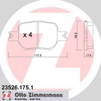 Колодки дискового тормоза ZIMMERMANN 23526.175.1