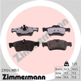 Колодки дискового тормоза ZIMMERMANN 23924.980.1