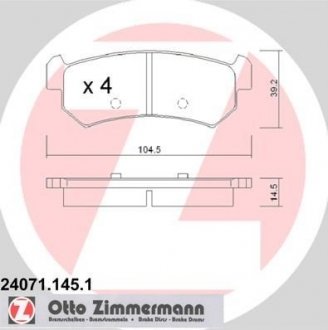 Колодки дискового тормоза ZIMMERMANN 24071.145.1
