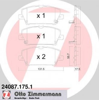 Гальмівні колодки, дискове гальмо (набір) ZIMMERMANN 24087.175.1