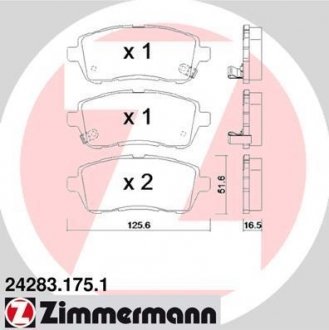 Комплект гальмівних колодок ZIMMERMANN 24283.175.1 (фото 1)