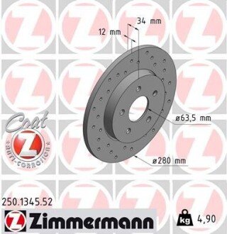 Гальмівний диск ZIMMERMANN 250.1345.52