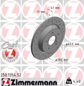 Гальмівний диск ZIMMERMANN 250.1354.52 (фото 1)