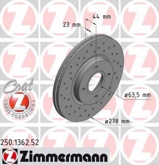 Тормозной диск ZIMMERMANN 250136252 (фото 1)