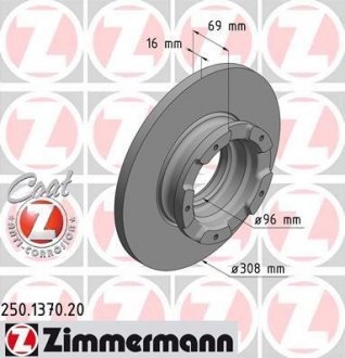 Тормозной диск ZIMMERMANN 250137020 (фото 1)