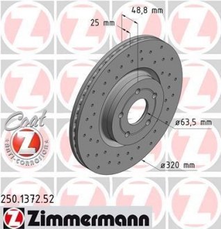 Тормозной диск - (1844117 / 1770767) ZIMMERMANN 250.1372.52