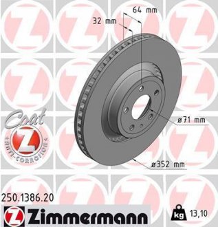 Диск тормозной ZIMMERMANN 250.1386.20 (фото 1)