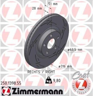 TARCZA HAM./PRZ/ FORD S-MAX 15- ZIMMERMANN 250139855