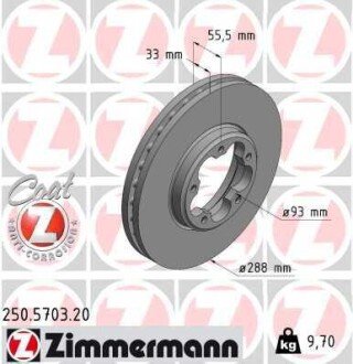 Диск тормозной передний ZIMMERMANN 250570320