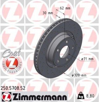 TARCZA HAM./PRZ/ FORD MUSTANG 2.3 15- ZIMMERMANN 250570852