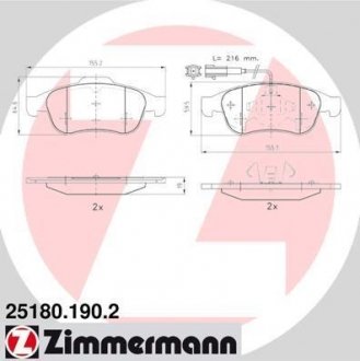 Колодки дискового тормоза ZIMMERMANN 25180.190.2