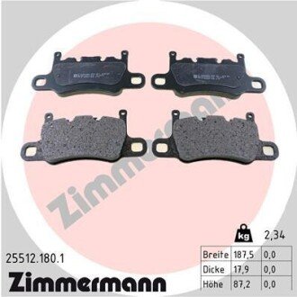 KLOCKI HAMULC. PORSCHE 911 (991) 13- TYЈ (OE-99135294880) ZIMMERMANN 25512.180.1