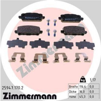 KLOCKI HAMULC. HONDA HR-V 15- TYЈ (OE-43022T8MG01) ZIMMERMANN 25947.170.2