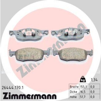 Колодки гальмівні TOYOTA ZIMMERMANN 26444.170.1