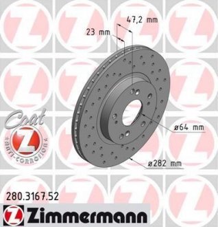 Гальмівний диск ZIMMERMANN 280.3167.52 (фото 1)
