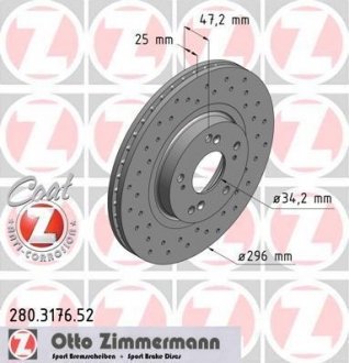 Тормозной диск - ZIMMERMANN 280.3176.52