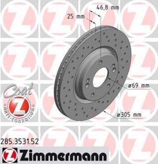Тормозной диск - ZIMMERMANN 285.3531.52 (фото 1)