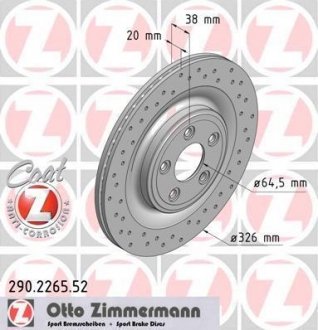 Тормозной диск - (C2D26352 / C2C25339) ZIMMERMANN 290.2265.52 (фото 1)