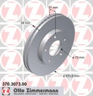 Гальмівний диск ZIMMERMANN 370.3073.00 (фото 1)