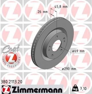 Тормозной диск - ZIMMERMANN 380.2113.20 (фото 1)