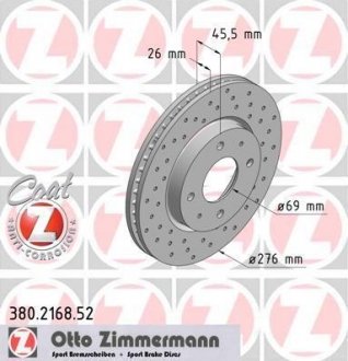 Тормозной диск - (MR527825 / MR510742) ZIMMERMANN 380.2168.52