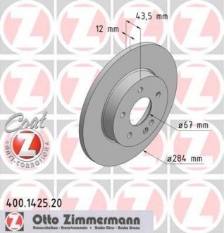 Тормозной диск ZIMMERMANN 400.1425.20 (фото 1)