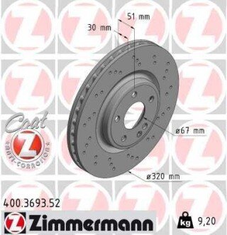 TARCZA HAMULC. MERCEDES W176 A-KLASA 12- PRZУD (OE-2464212612) ZIMMERMANN 400.3693.52