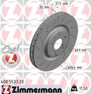 Диск гальмівний ZIMMERMANN 400.5533.20