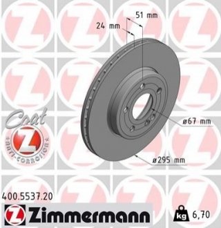 Гальмiвнi диски переднi ZIMMERMANN 400553720