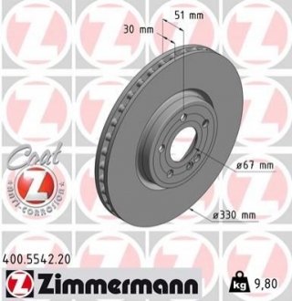 TARCZA HAMULC. MERCEDES W177 A-KLASA 18- PRZУD (OE-2474211912) ZIMMERMANN 400.5542.20 (фото 1)