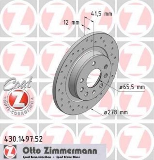 Гальмівний диск ZIMMERMANN 430.1497.52 (фото 1)