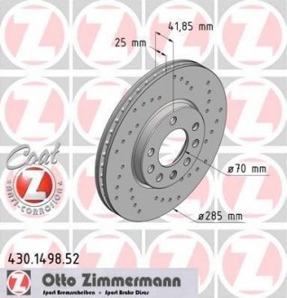 Гальмівний диск ZIMMERMANN 430.1498.52 (фото 1)
