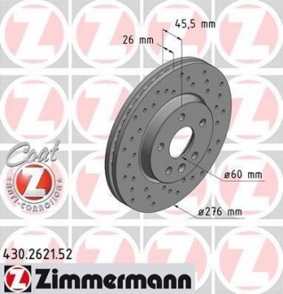 Тормозной диск - (13502045 / 13502044) ZIMMERMANN 430.2621.52