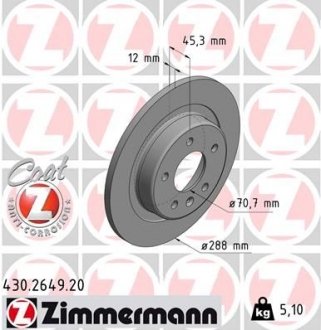 Диск гальмівний ZIMMERMANN 430.2649.20