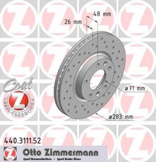 Гальмівний диск ZIMMERMANN 440.3111.52 (фото 1)