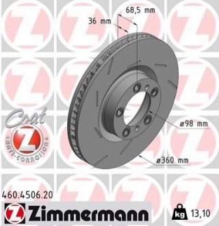 TARCZA HAMULC. PORSCHE PANAMERA 16- LP (OE-971615301F) ZIMMERMANN 460.4506.20