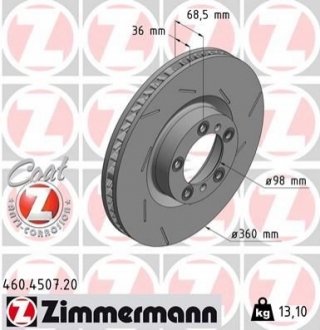 Тормозной диск ZIMMERMANN 460.4507.20