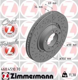 TARCZA HAMULC. PORSCHE 911 (991) 17- LP (OE-9P1615301) ZIMMERMANN 460.4510.70