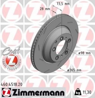 TARCZA HAMULC. PORSCHE PANAMERA 16- LT (OE-971615601J) ZIMMERMANN 460.4518.20