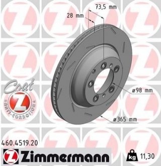 TARCZA HAMULC. PORSCHE PANAMERA 16- PT (OE-971615602J) ZIMMERMANN 460.4519.20 (фото 1)