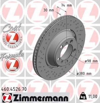 TARCZA HAMULC. PORSCHE 911 (991) 13- LT (OE-99135240780) ZIMMERMANN 460.4526.70