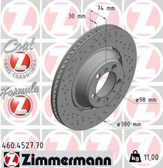 TARCZA HAMULC. PORSCHE 911 (991) 13- PT (OE-99135240880) ZIMMERMANN 460.4527.70 (фото 1)