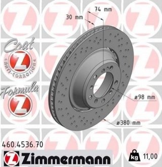 TARCZA HAMULC. PORSCHE 911 (991) 13- LT (OE-99135240703) ZIMMERMANN 460.4536.70 (фото 1)